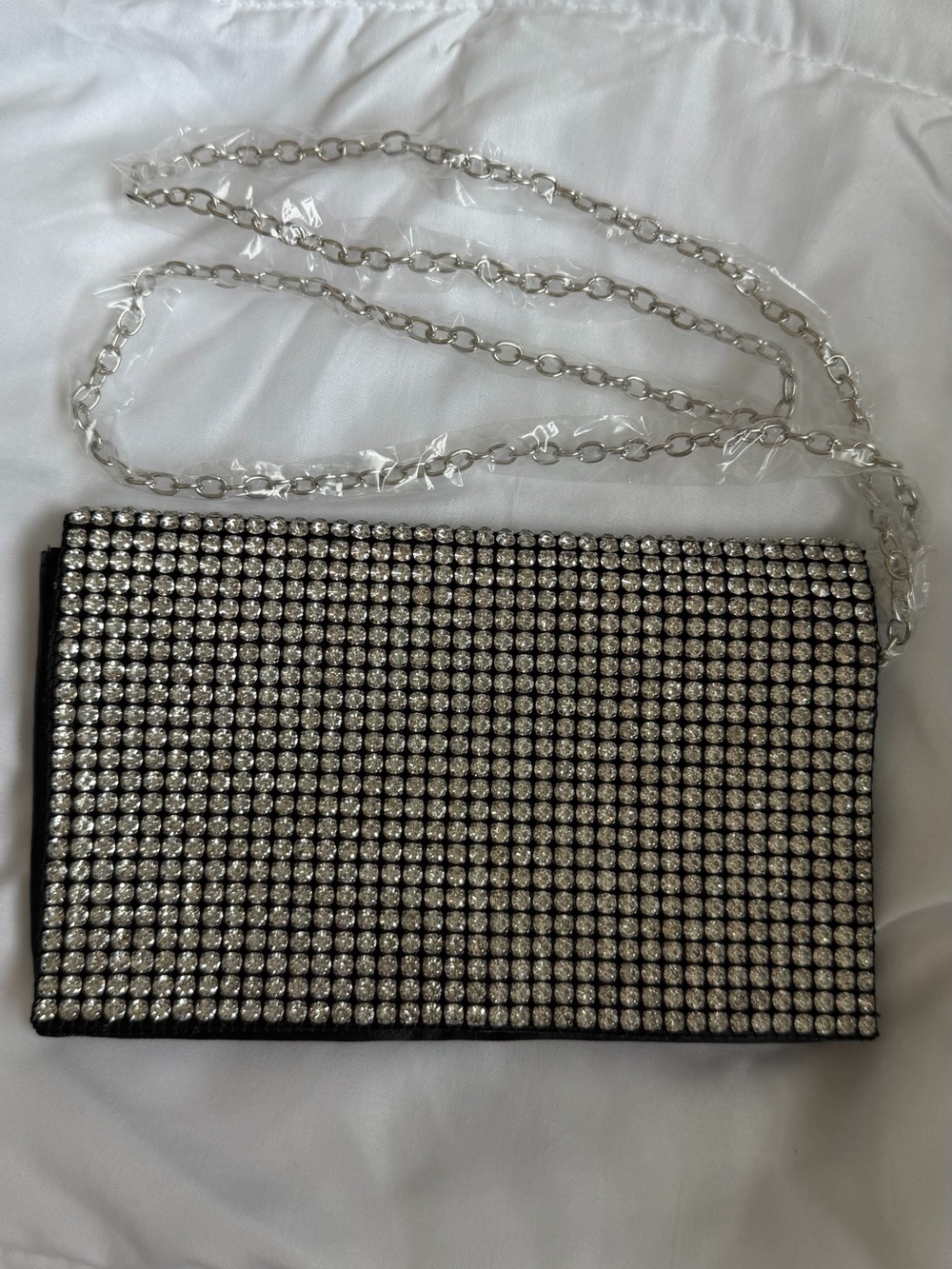 New in Bag Amber Sceats Stella Crystal Black Rhinestone Evening Clutch